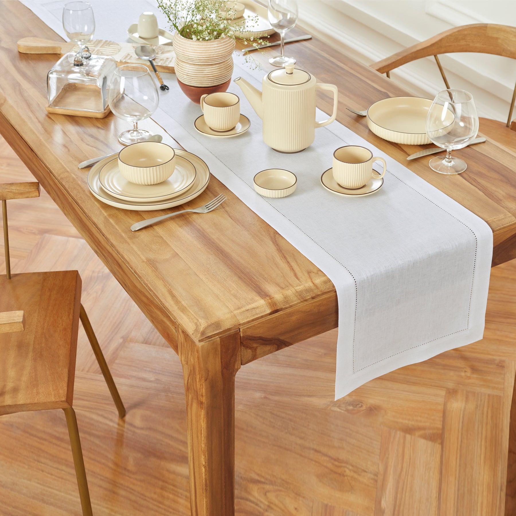 Elegant Medium Weight Hemstitch Table Runner - Perfect for Dining Tables, Weddings, and Holiday Decorations