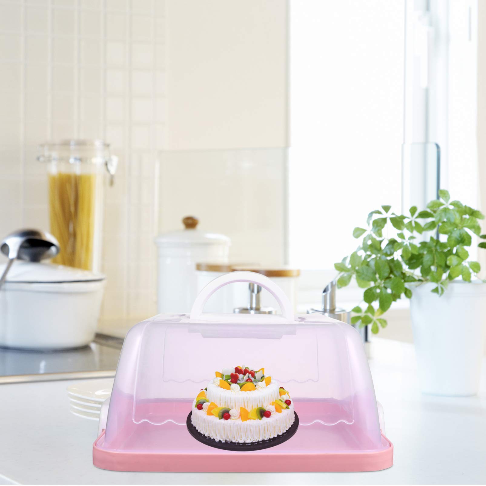 Wedding Cake Stand with Locking Lid - Portable Square Cake Carrier Container for Cheesecake, Pastry, Cupcakes & Desserts - Perfect for Birthday Parties, Weddings & Bakery Storage