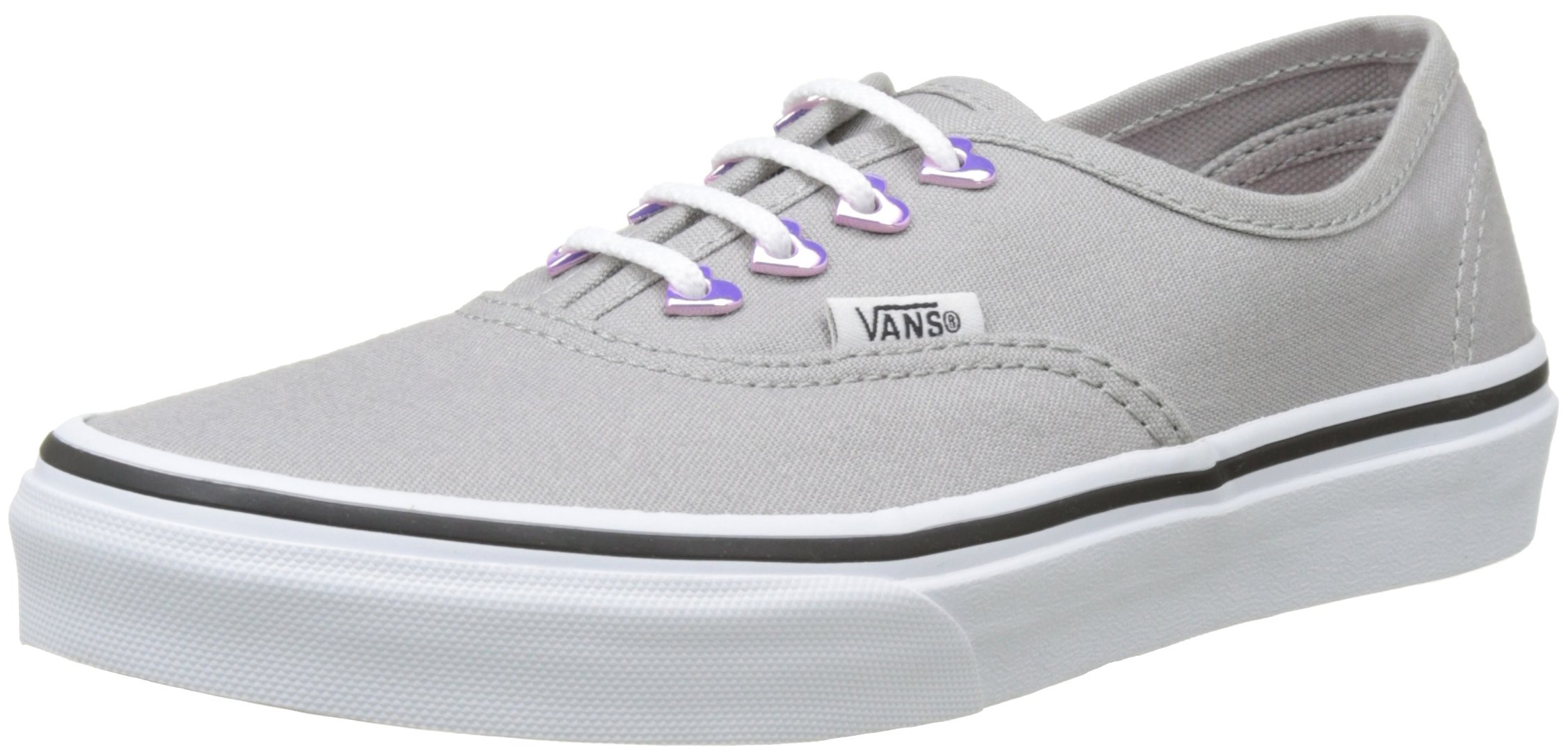 Vans Authentic Heart Eyelet Sneakers for Kids - Grey & Pink - Size 11.5 | Casual School Shoes, Playground Comfort, Everyday Wear