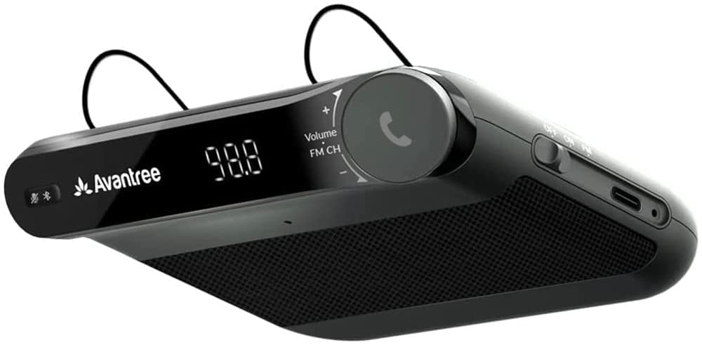 Avantree Roadtrip 2-in-1 Bluetooth Car Speaker & Wireless FM Transmitter Kit - 6W Hands-Free Speaker with Built-in Mic, 22H Playtime for Phone Audio Streaming | Perfect for Road Trips, Commuting & Hands-Free Calling