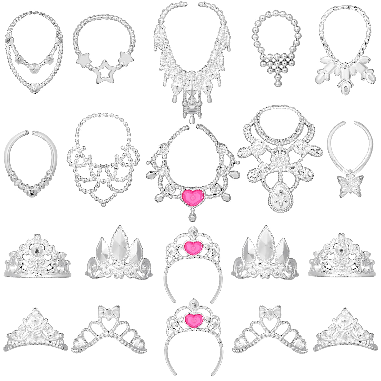 Sumind 20-Piece Doll Jewelry Set - 10 Necklaces & 10 Crowns for 11.5 Inch Dolls | Fashion Accessories for American Girl Dolls & Dress Up Play | Perfect for Birthday Gifts, Tea Parties & Pretend Play