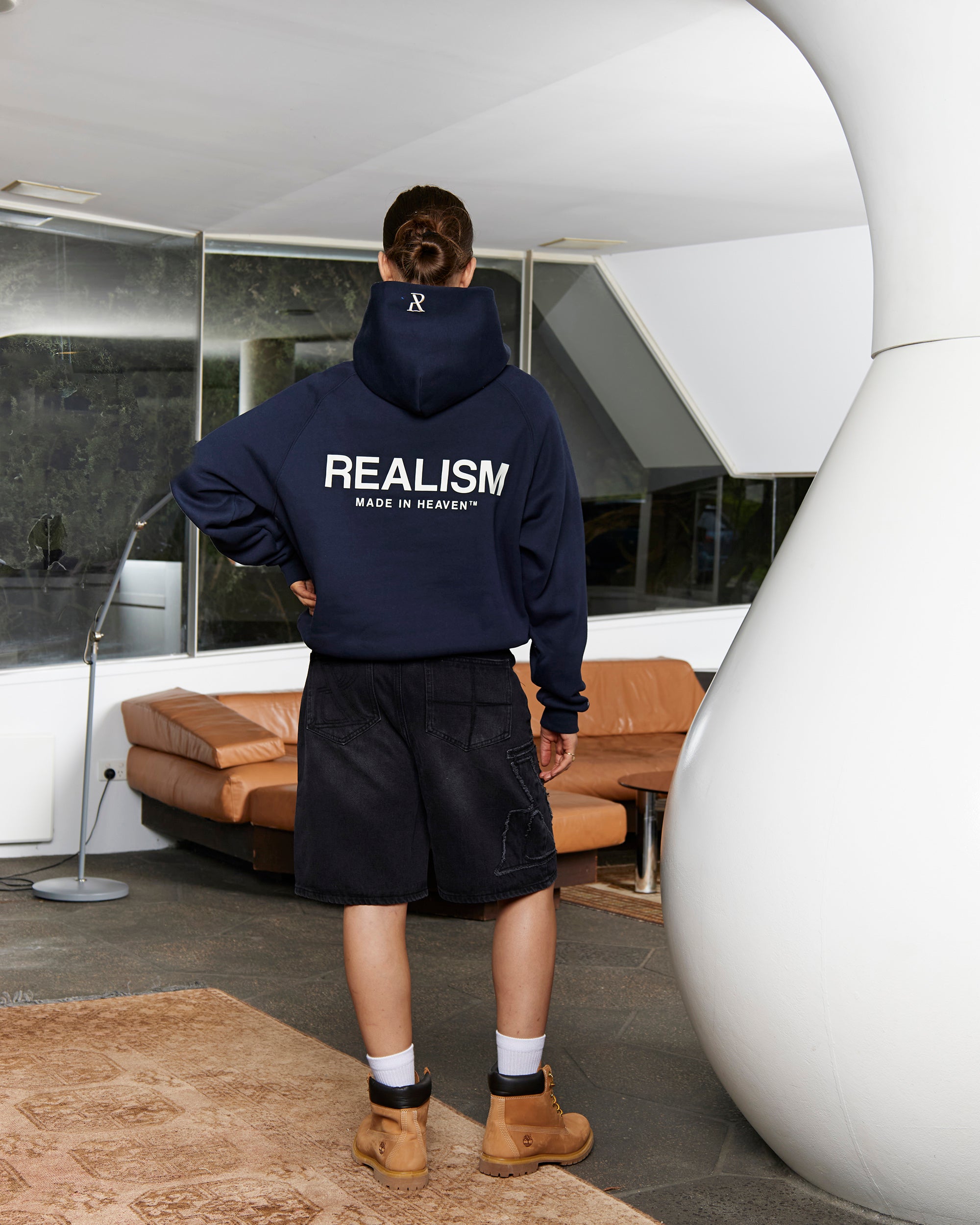 SSS Realism Heaven Logo Hoodie - Marine Blue Pullover for Men & Women | Streetwear Fashion, Casual Wear, Gym & Outdoor Activities