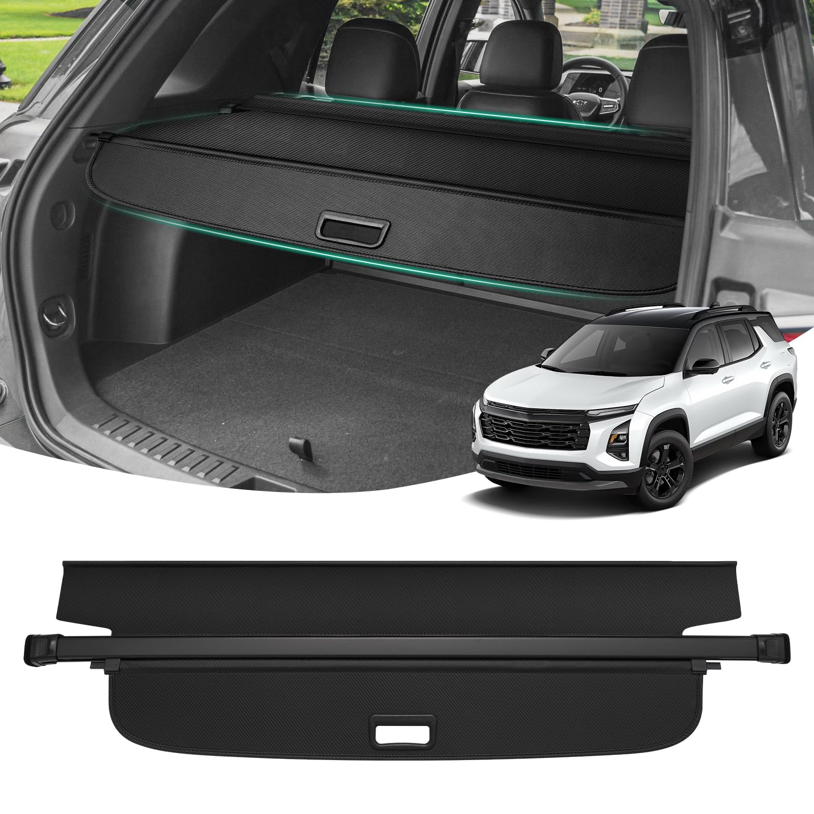 2025 Chevy Chevrolet Equinox Cargo Cover - Retractable Trunk Shade, No Gap Luggage Protector for Privacy & Security | Perfect for Road Trips, Grocery Hauling & Outdoor Adventures
