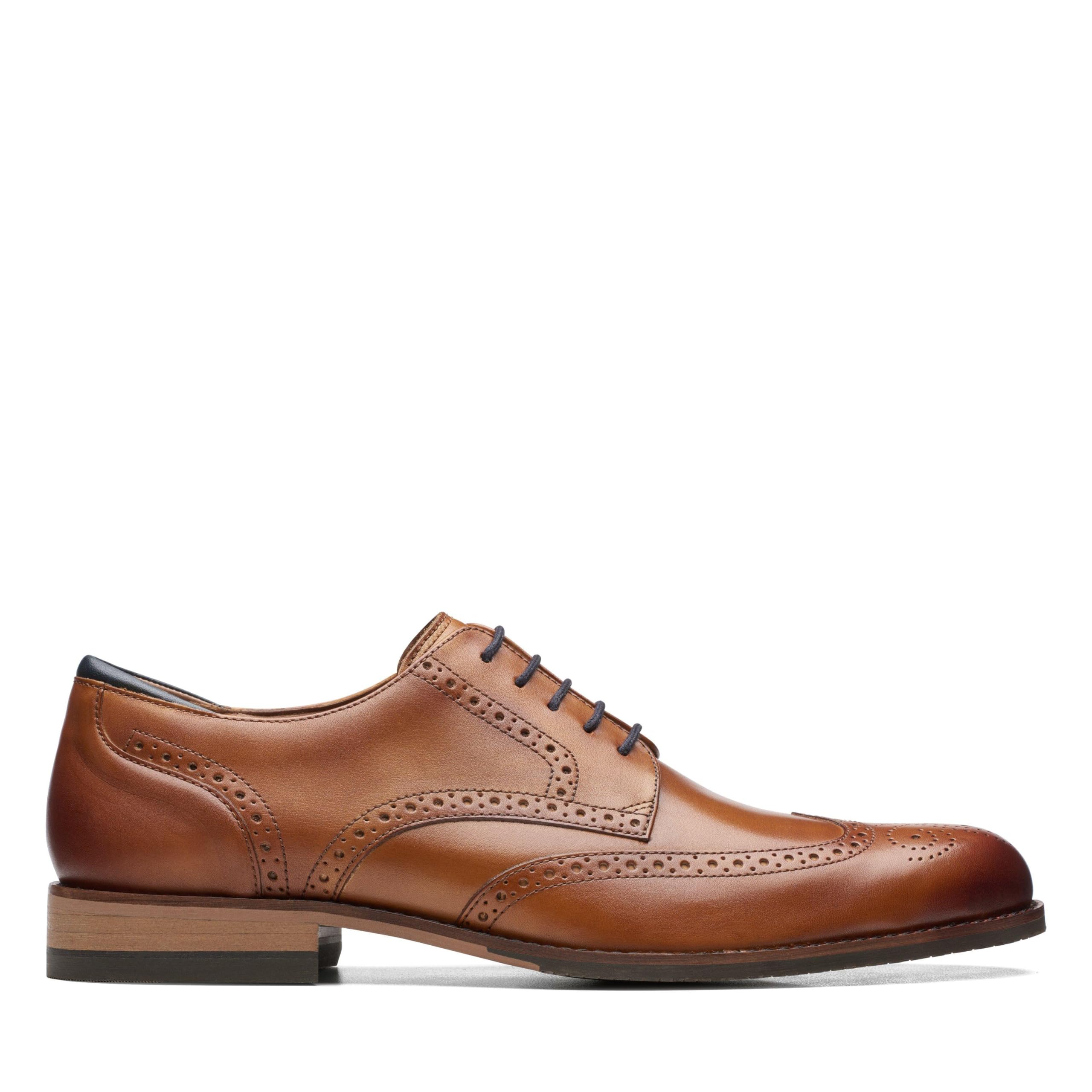 Clarks Men's Craft Arlo Limit Brogue Tan Leather Oxford Shoes - Classic Comfort for Business & Formal Occasions