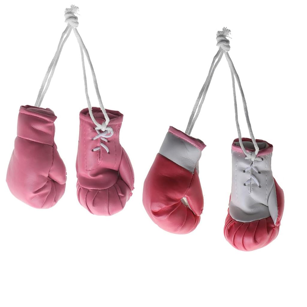 2 Pairs Mini Boxing Gloves Keychain - Hanging Boxing Bag Decor for Car Mirror, Christmas Tree, Home & Office Decoration - Perfect Boxing Gifts for Fight Fans & Sports Lovers