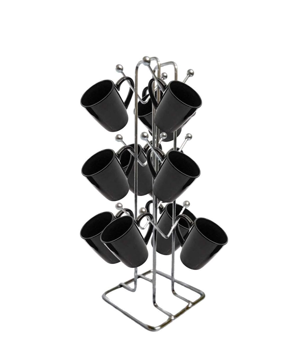 NH10 DESIGNS 4-in-1 Stainless Steel Kitchen Organizer - Cup Stand, Mug Holder, Chakla Belan & Tawa Stand (Pack of 2) | Perfect for Coffee, Tea & Indian Cooking Utensils | Space-Saving Kitchen Countertop Solution