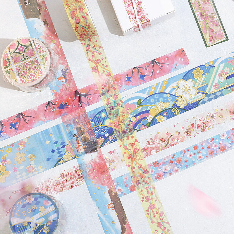 Cherry Blossom Washi Tape - Floral Decorative Paper Tape for Scrapbooking, Journaling, DIY Crafts, Gift Wrapping & Home Decor - Japanese Style Pink Sakura Design