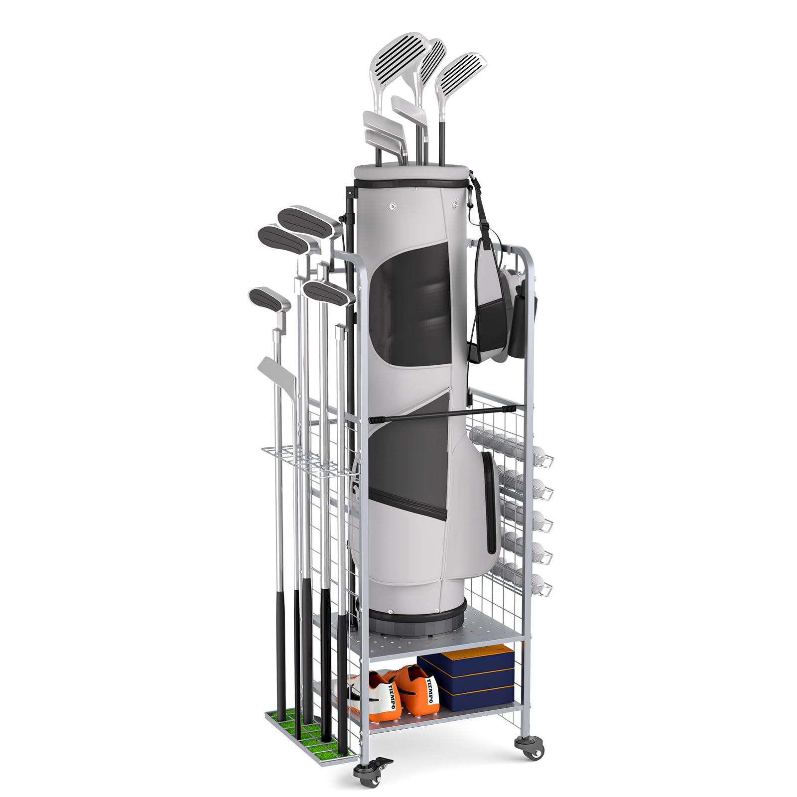 Premium Golf Bag Storage Organizer - Heavy Duty Golf Club Rack & Equipment Holder for Garage, Shed, Basement | Space Saving Golf Gear Solution for Home & Club Storage | Perfect for Golf Enthusiasts & Professional Players