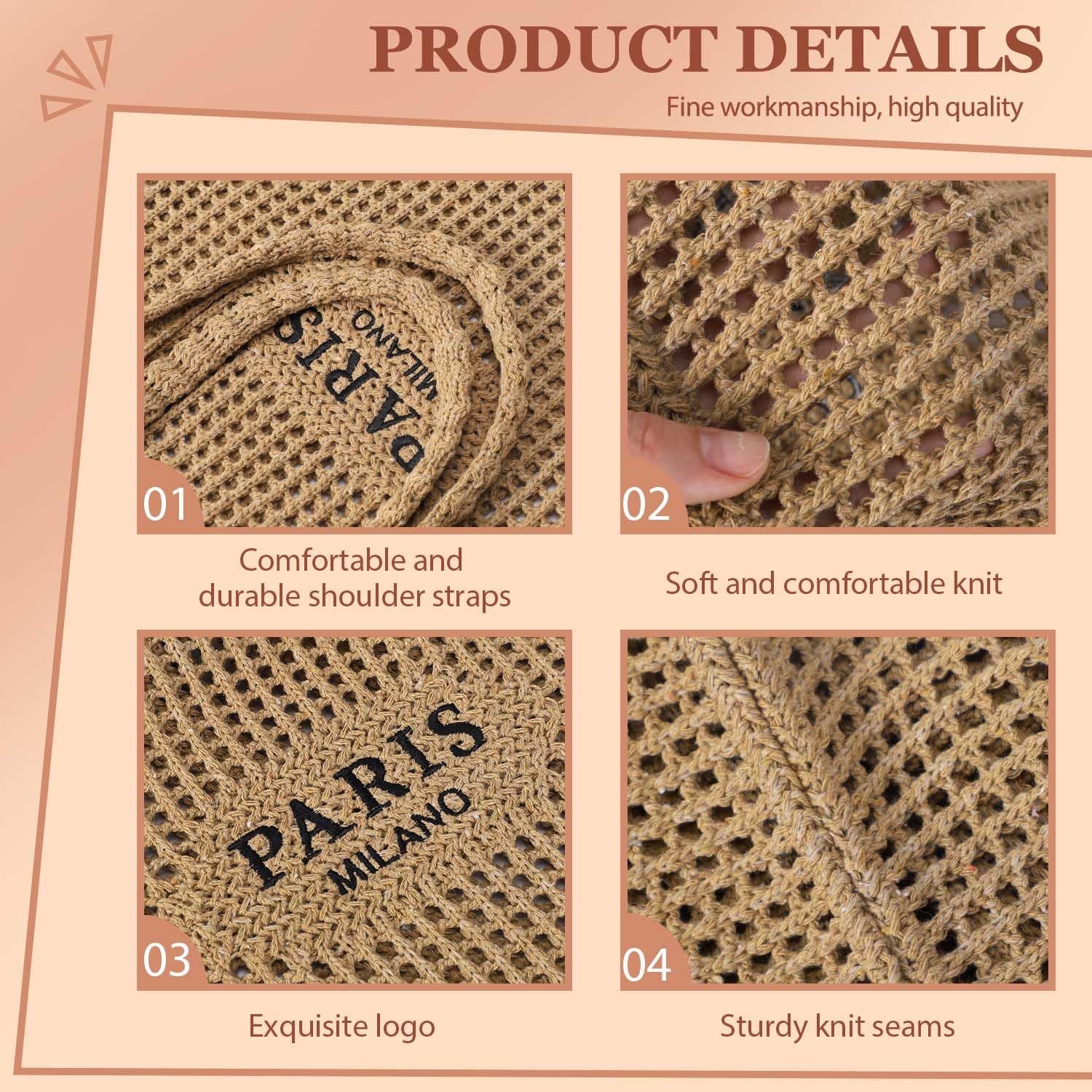 Stylish Ayieyill Crochet Tote Bag for Women - Breathable Mesh Beach Bag, Boho Knit Summer Vacation Purse | Perfect for Beach Trips, Shopping & Boho Fashion Outfits