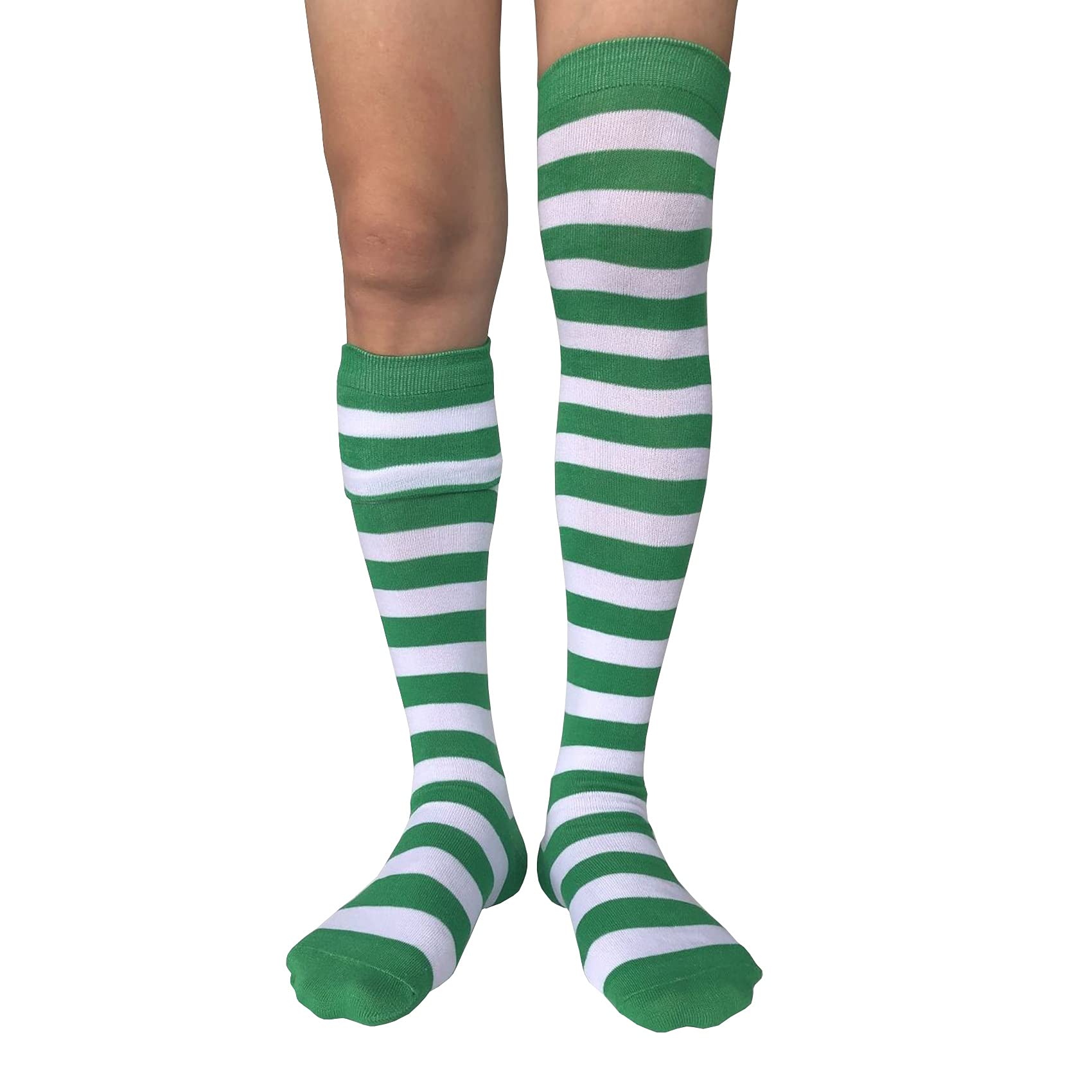 Women's Striped Thigh High Socks - Cotton Warm Over Knee Stockings, Extra Long Leg Warmers for Winter, Cosplay & Goth Style - Perfect for Cold Weather, Halloween Costumes & Fashion Outfits (LW-3)