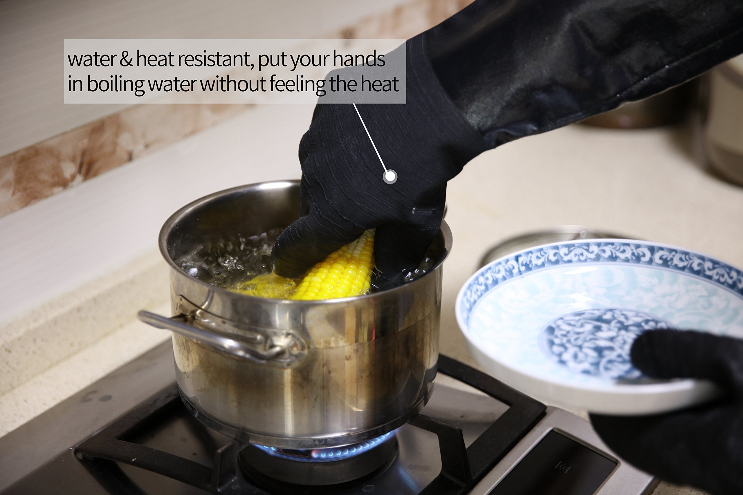 Heat Resistant BBQ Grill Gloves - XL Size, Oil & Waterproof, 14