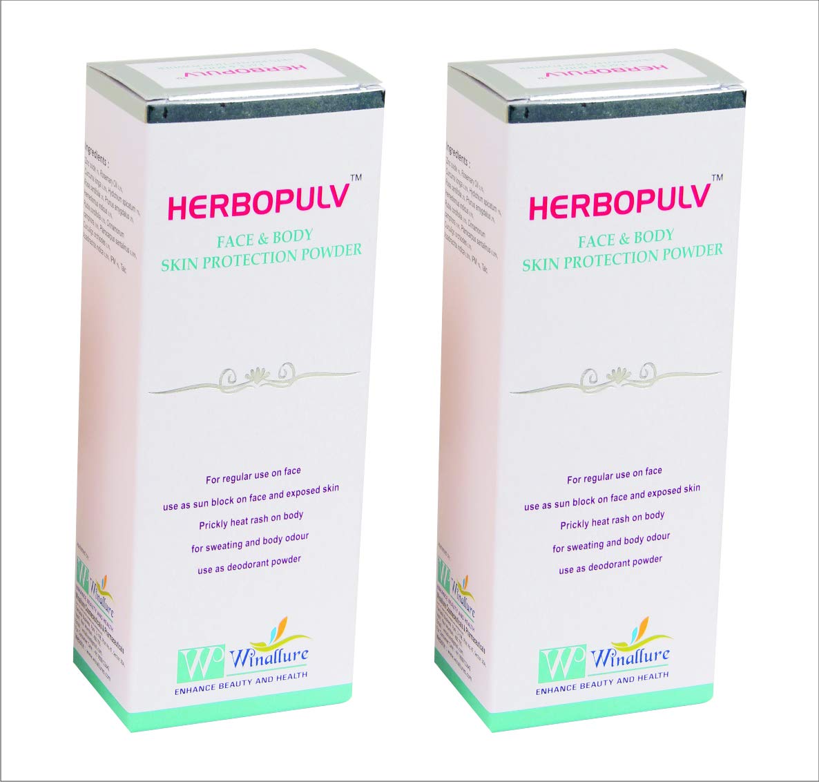 Winallure Herbopulv Face & Body Skin Protection Powder - Natural Talc-Free Formula for Sensitive Skin, 2-Pack | Ideal for Daily Use, Gym, Travel & Baby Care