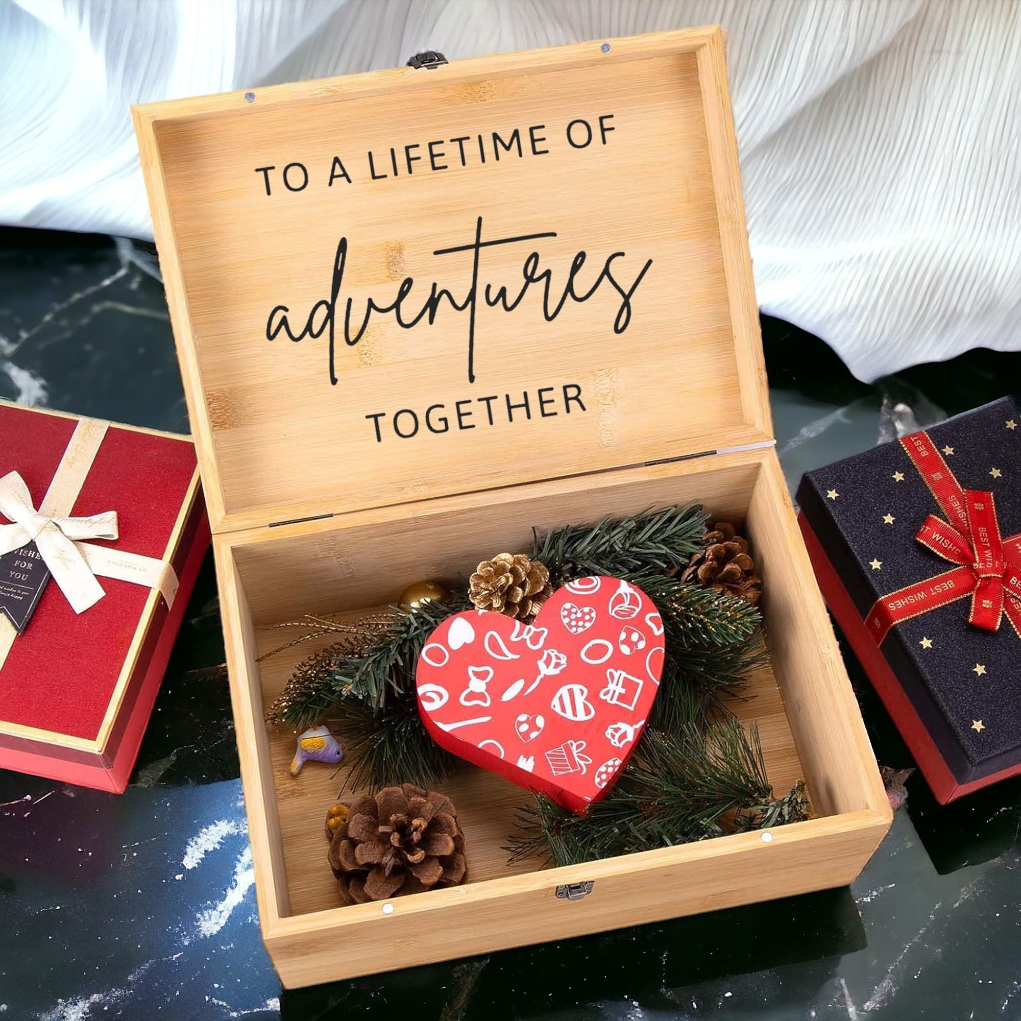 Personalized Wedding Memory Keepsake Box - Engraved Anniversary Gift for Couples, Bridal Shower Present - Perfect for Storing Love Letters, Photos & Special Mementos