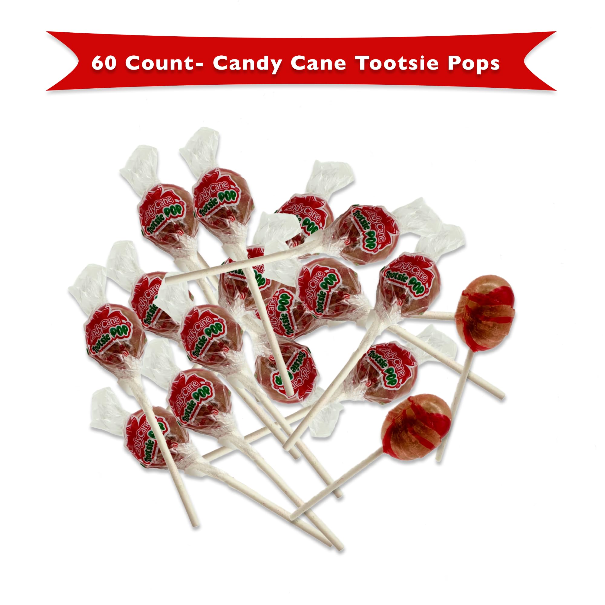 60 Pack Christmas Candy Cane Lollipops - Individually Wrapped Bulk Holiday Suckers for Stocking Stuffers, Party Favors & Christmas Decorations