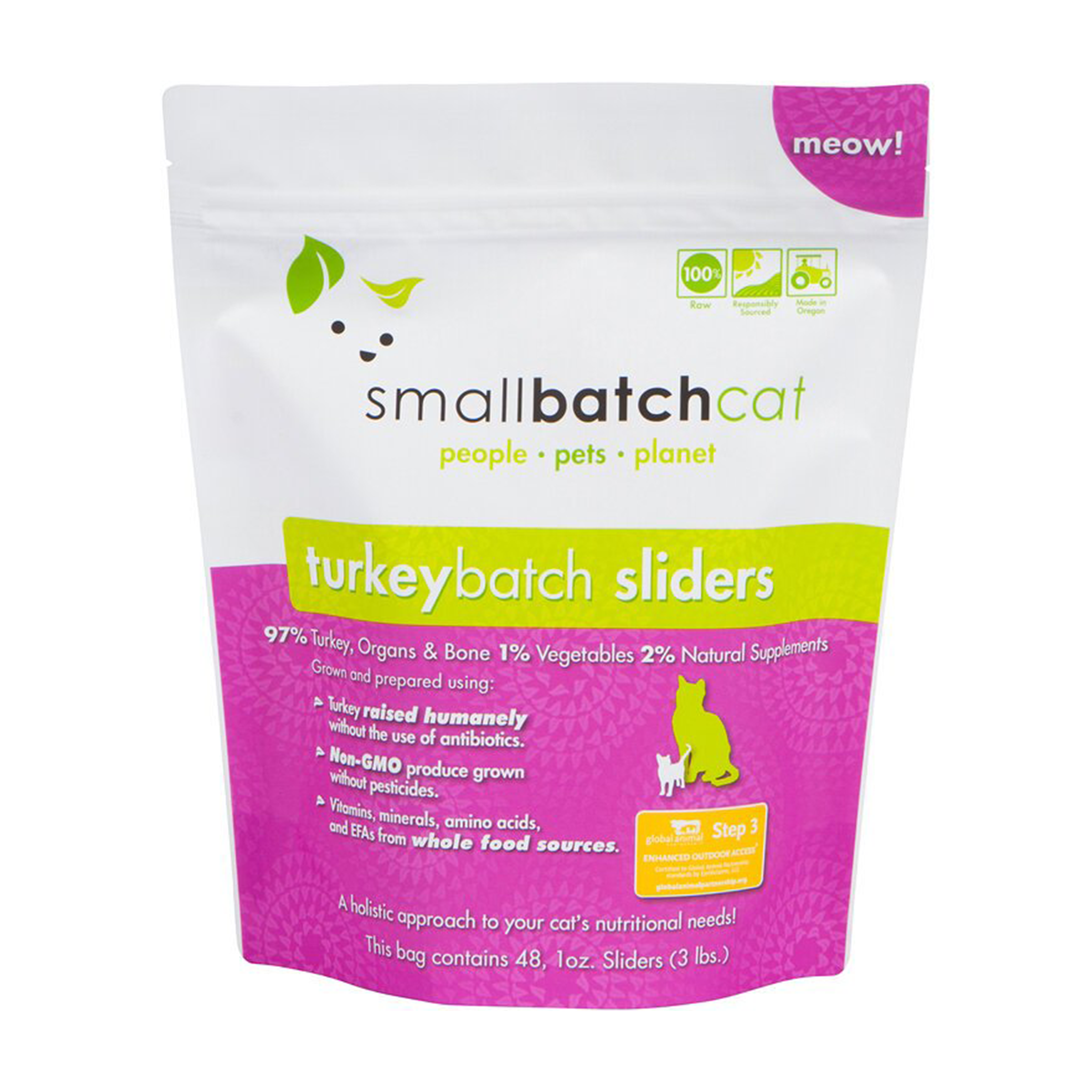 Small Batch Raw Frozen Cat Food with Turkey - Grain-Free, High Protein Natural Diet for Cats - Perfect for Indoor, Outdoor & Picky Eaters
