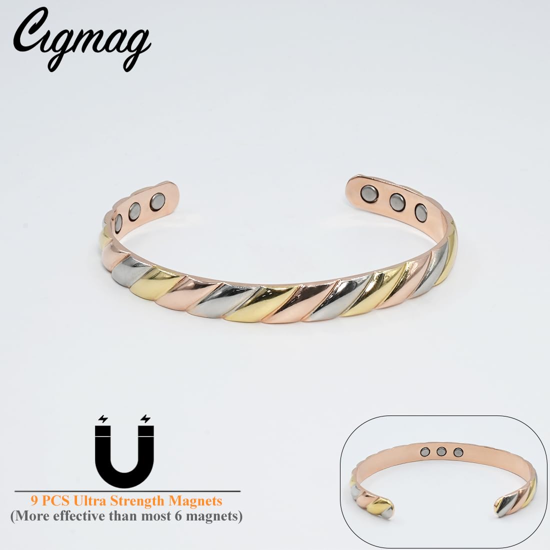 Pure Copper Bracelets for Women - Adjustable Magnetic Cuff Bangle for Strength & Wellness | Fashion Jewelry & Healing Accessory for Daily Wear, Yoga, Meditation