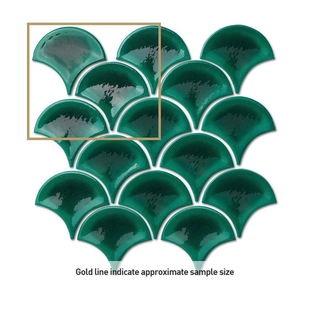 Premium Marina Hunter Green Fish Scale Glossy Mosaic Tile - Perfect for Kitchen Backsplash, Bathroom Walls & Pool Designs