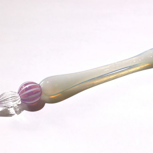 Japanese Glass Dip Pen - Peach Stripe & White Opal - Elegant Calligraphy Writing Tool for Artists, Writers & Lettering Enthusiasts - Perfect for Journaling, Scrapbooking & Handwritten Gifts