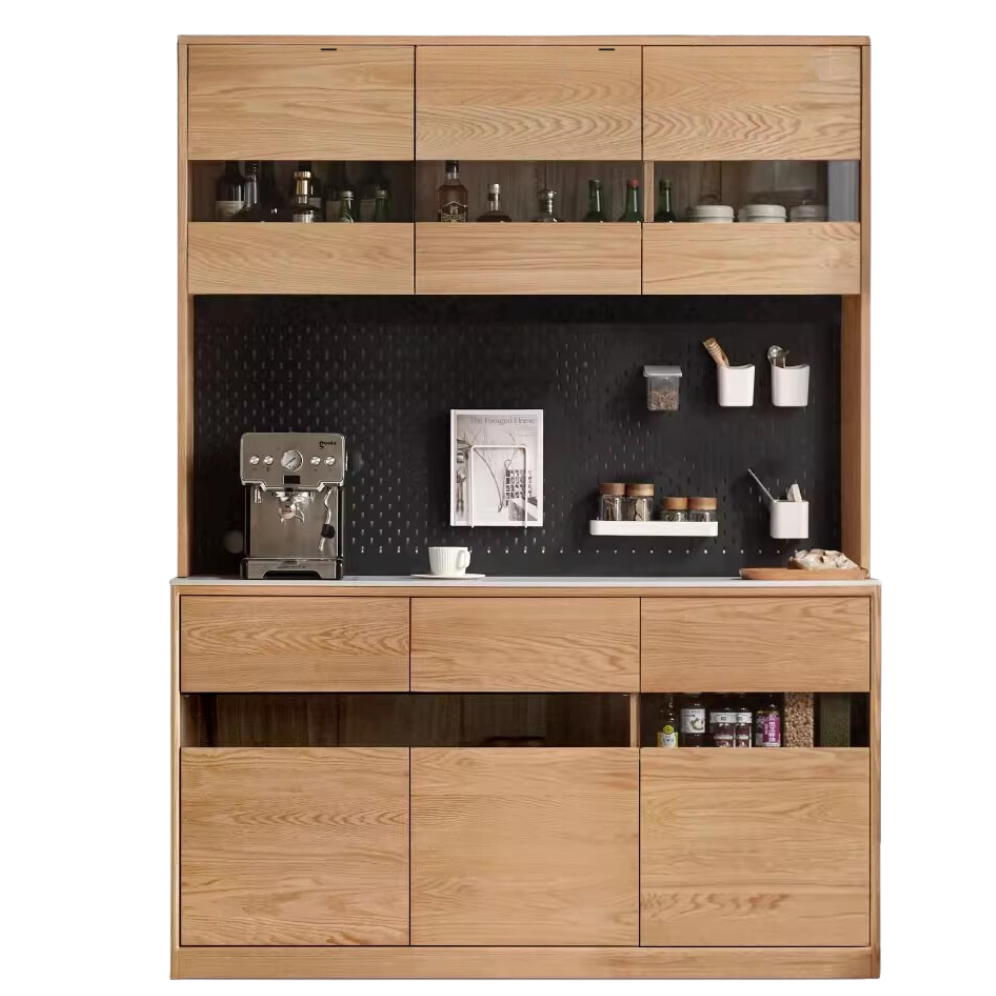 59.1x14.9x78.7 inch / 150x38x200сm / Natural wood color / rock board sideboard + shelf