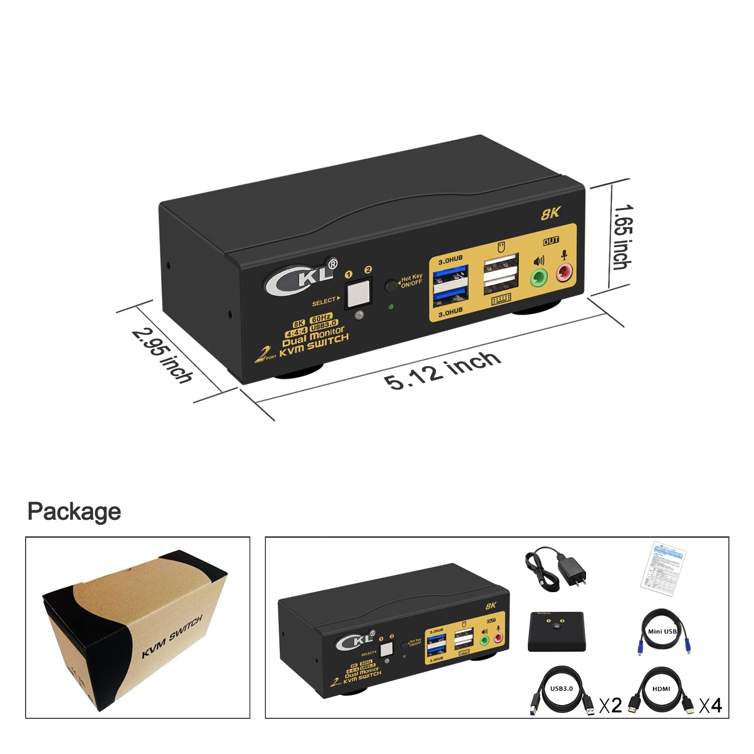 8K HDMI 2.1 KVM Switch for 2 Computers & 2 Monitors - 4K@120Hz, HDR, 48Gbps - Perfect for Gaming, Streaming & Multi-Tasking Workspaces