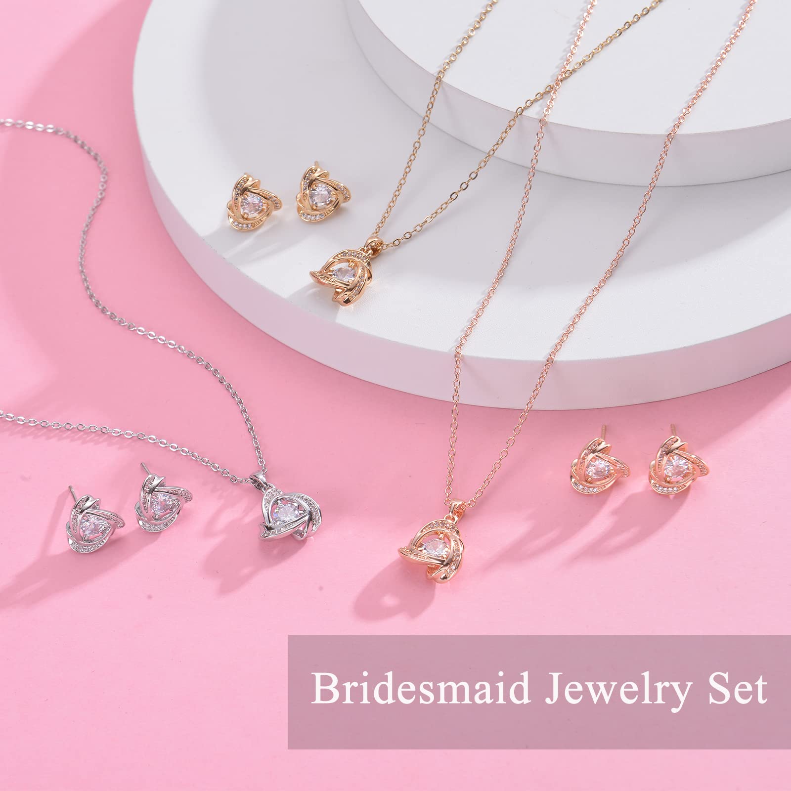6 Sets Bridesmaid Proposal Jewelry Set - Teardrop Necklace & Earrings for Wedding, Bridal Party Gifts - Perfect for Bridesmaids, Bachelorette Parties & Wedding Accessories