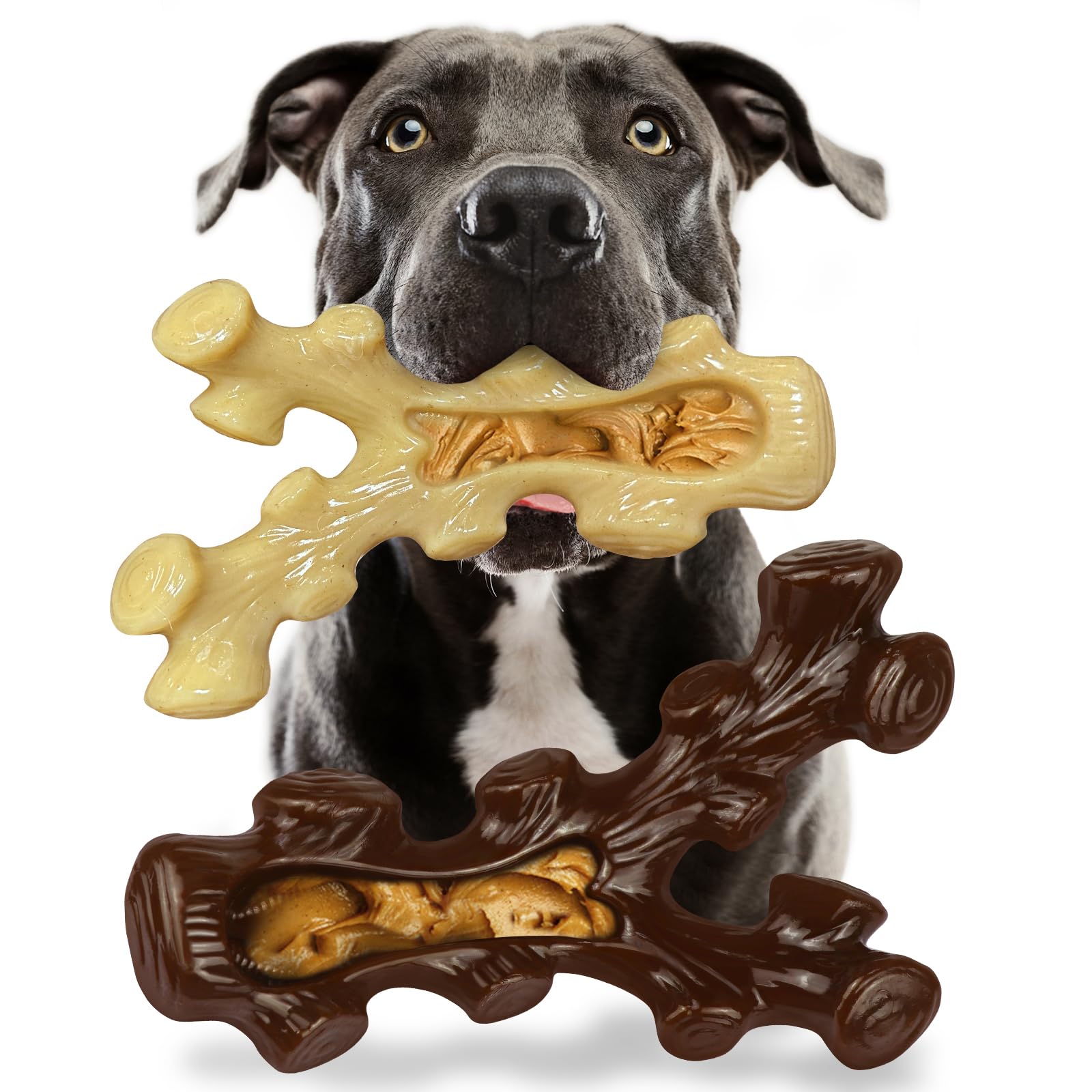 2 Pack Durable Dog Chew Toys for Aggressive Chewers - Tough Indestructible Chew Bones for Medium & Large Breed Dogs - Promotes Dental Health & Reduces Boredom - Perfect for Training, Teething & Playtime at Home or Outdoors