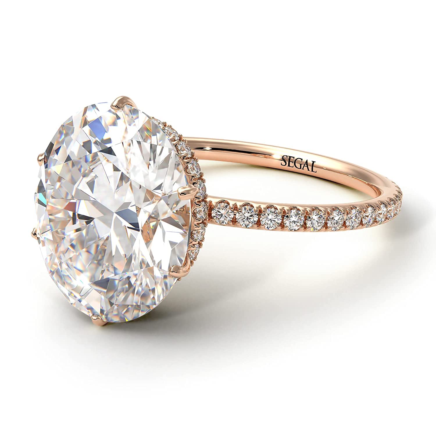 14K-18K Rose Gold Oval Diamond Engagement Ring with Hidden Halo | Premium Moissanite Gemstone | Unique Wedding Jewelry for Proposals & Anniversaries