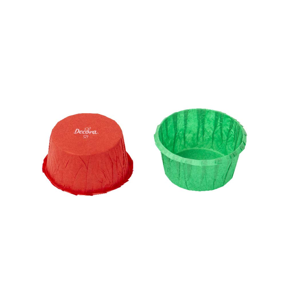 0339815 DECORA 25 Pack Wavy Edge Cups - Green & Red, 55 x 35 mm - Perfect for Party Decorations, DIY Crafts, and Holiday Celebrations