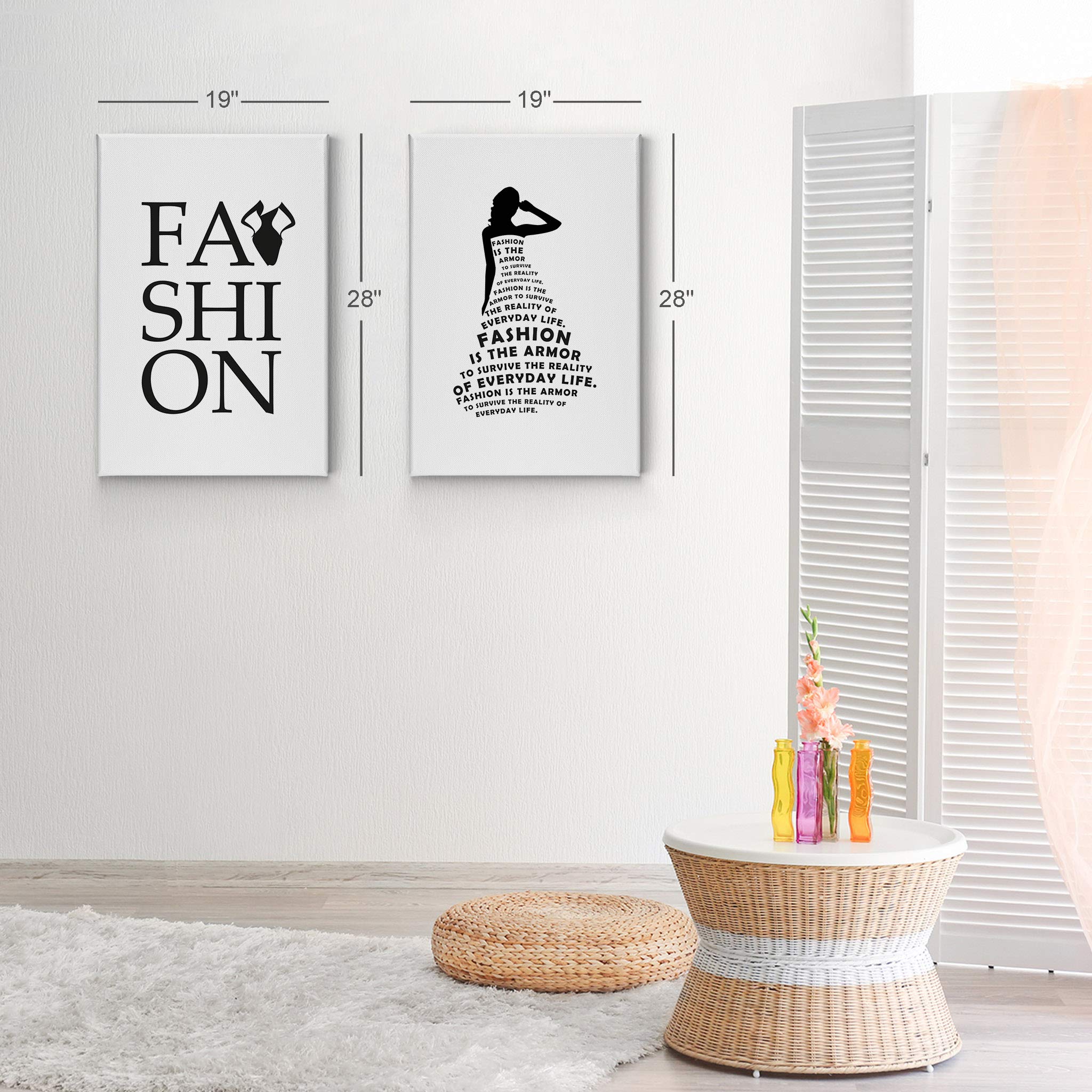 Smile Art Design Fashion Quote 2-Piece Canvas Wall Art Set - Inspirational Home Decor for Bathroom, Bedroom & Living Room (28x19 Inches, Ready to Hang) | Perfect for Modern Interiors & Gift Giving