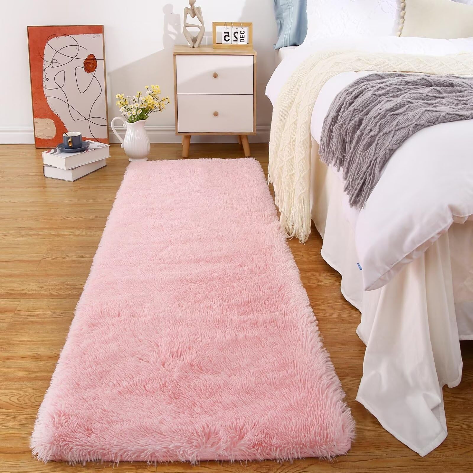 GARVEE 2x8 Feet Soft Fuzzy Runner Rug for Living Room, Bedroom & Dining Room - Plush Indoor Floor Carpet in Pink | Perfect for Home Decor, Hallway & Entryway
