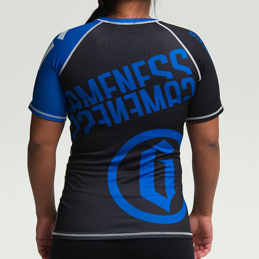 Gameness Women's Short Sleeve Pro Ranked Rash Guard - BJJ MMA Training, Grappling & No-Gi Jiu Jitsu Competition Wear