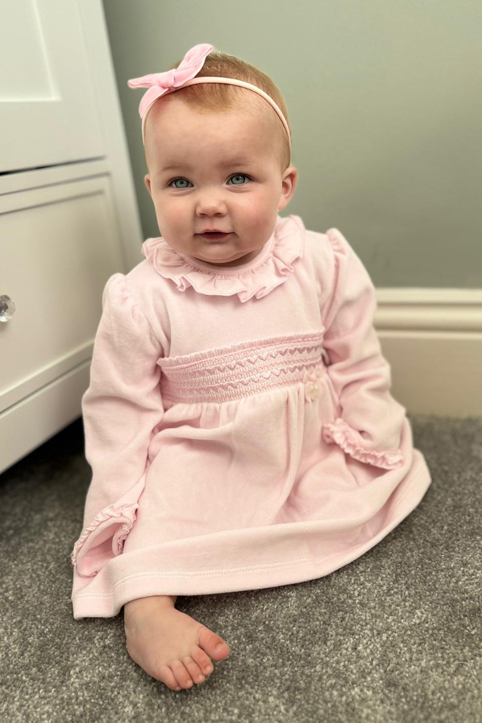 Siena Pink Smocked Velour Dress for Girls | Soft & Stylish Toddler Party Outfit | Perfect for Birthday, Holiday & Special Occasions