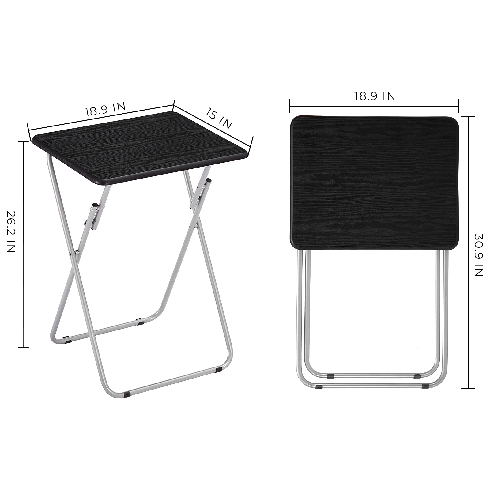 AINGOO 2-Pack Folding TV Trays - Portable Snack Tables for Sofa, Couch & Bed - No Assembly Required - Sturdy Black TV Dinner Trays - Perfect for Eating, Working, Gaming & Watching TV in Living Room or Bedroom