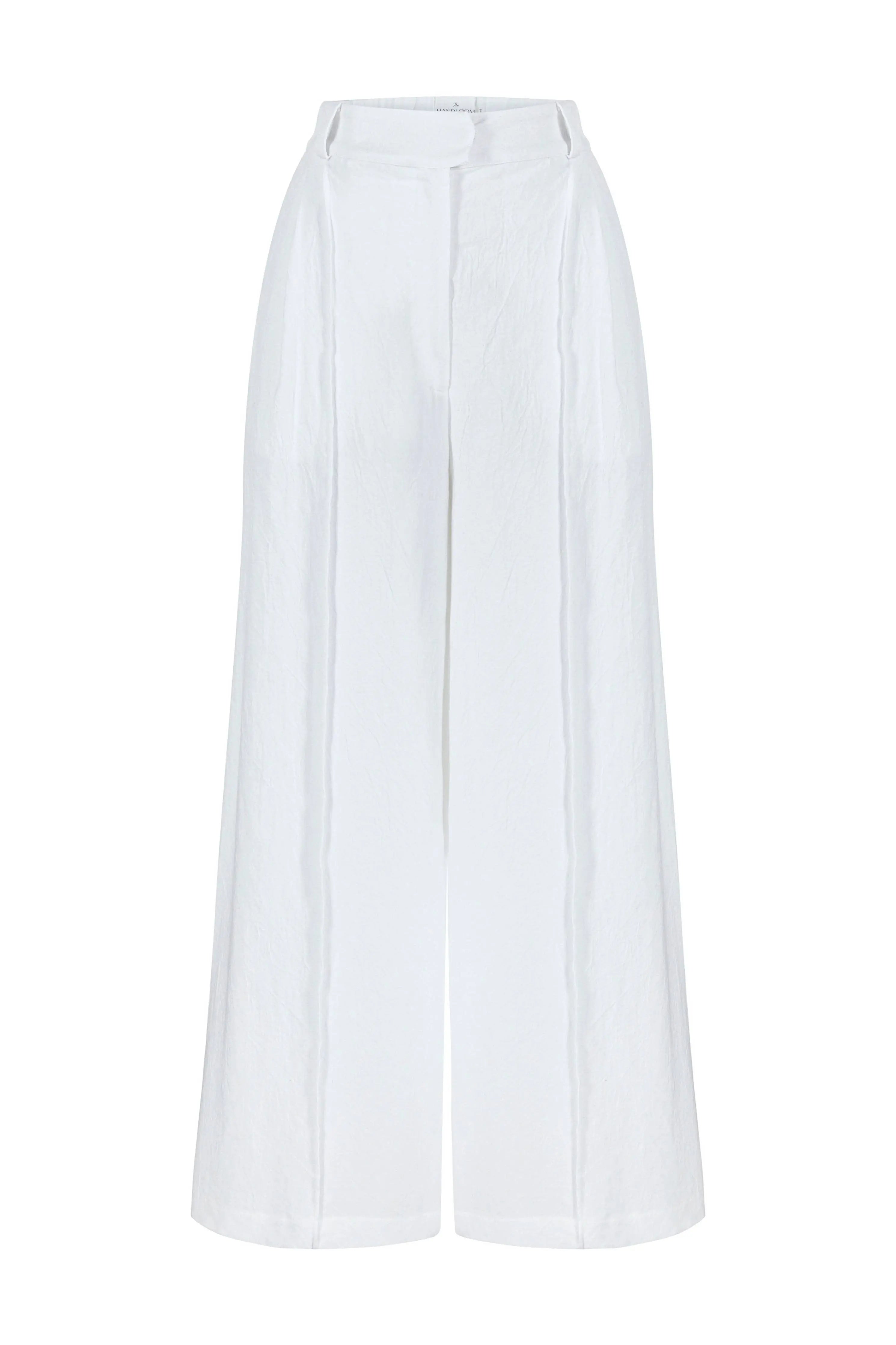 Pera Minimalist White Cotton Pants for Women - 100% Breathable Loose Fit Tailored Office & Casual Wear - Summer Fashion Classic Minimalist Style (Sizes S/M) | Perfect for Work, Travel & Everyday Chic Outfits