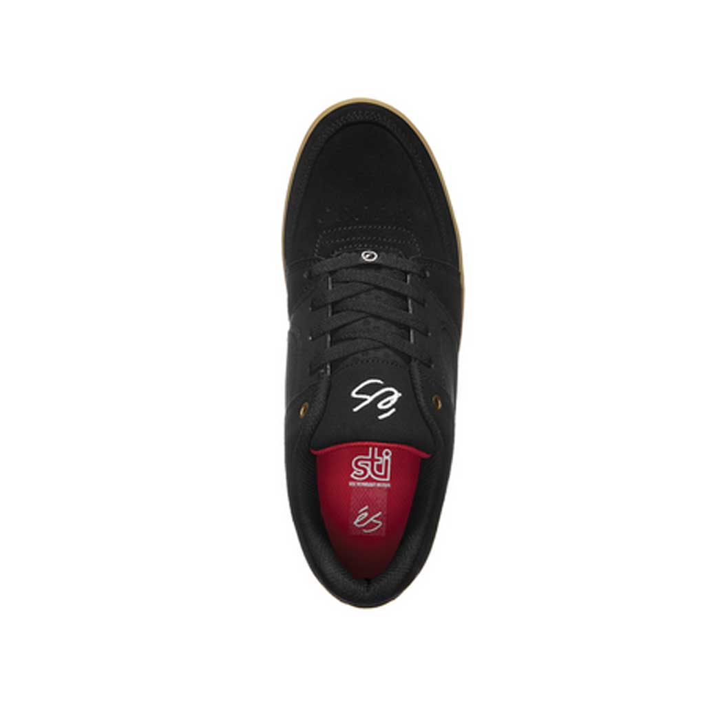 eS Accel Slim Skate Shoes - Black/Gum Colorway - High-Performance Skateboarding Shoes for Street & Park Skating