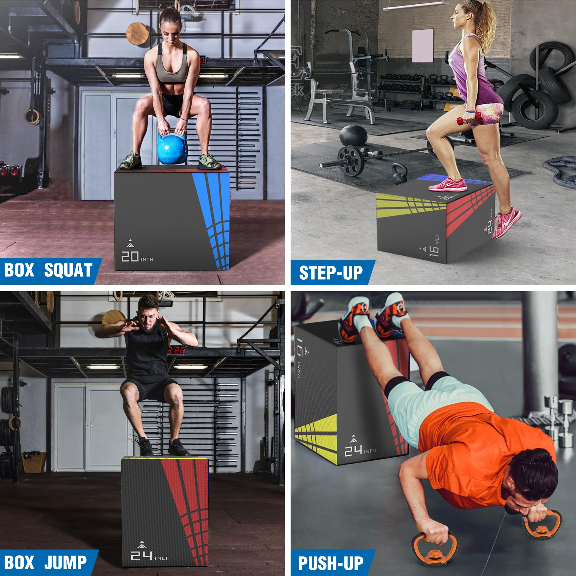 3-in-1 Foam Plyometric Jump Box for Crossfit & Home Gym - High-Density Non-Slip Design, 440lb Weight Capacity - Easy-to-Clean Plyo Box for HIIT, Agility Training & Fitness Exercises (22/35/65lbs) - Perfect for Box Jumps, Strength Training & Workout Routines