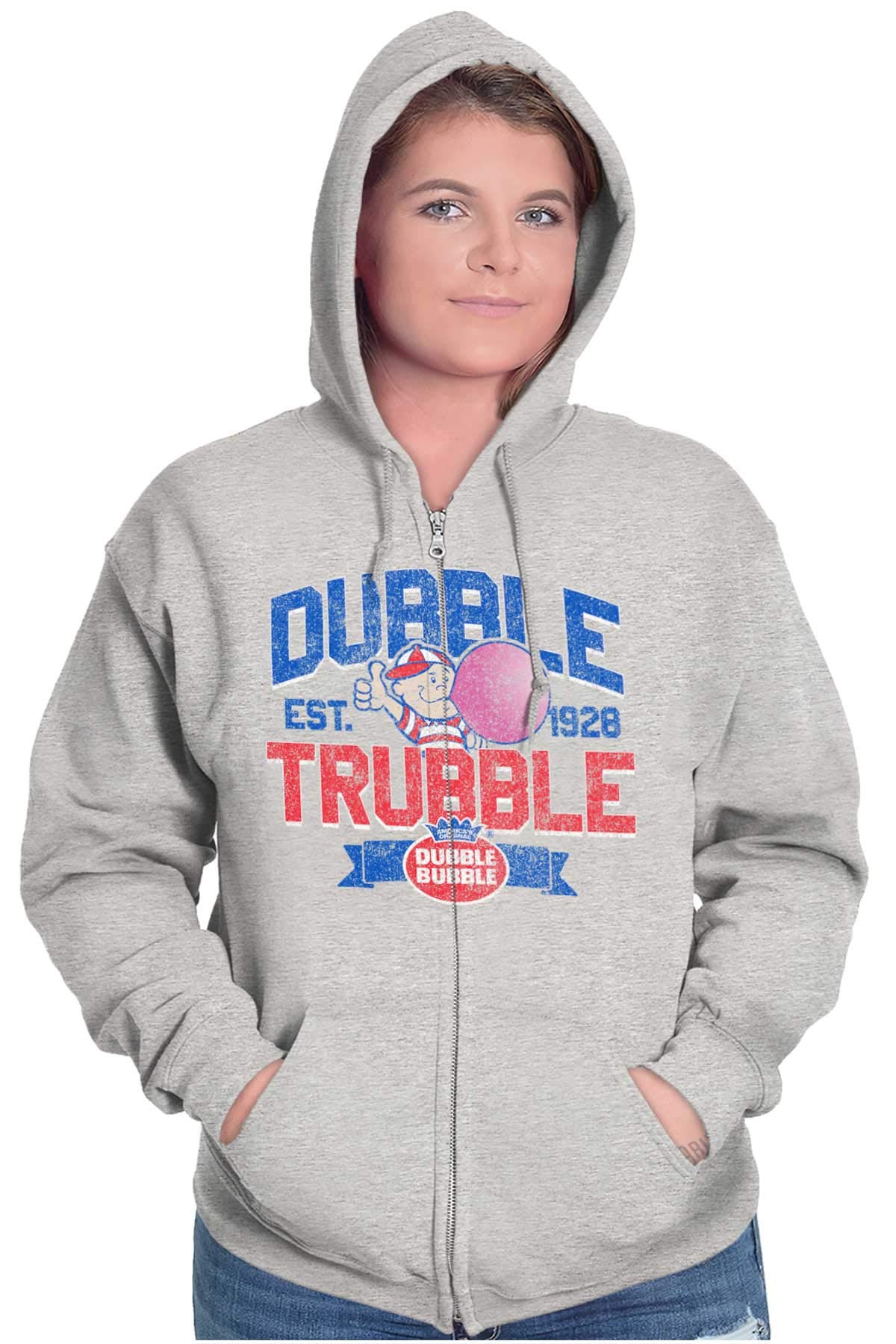 Dubble Trouble Bubble Gum Hoodie - Unisex Zip Up for Casual Wear