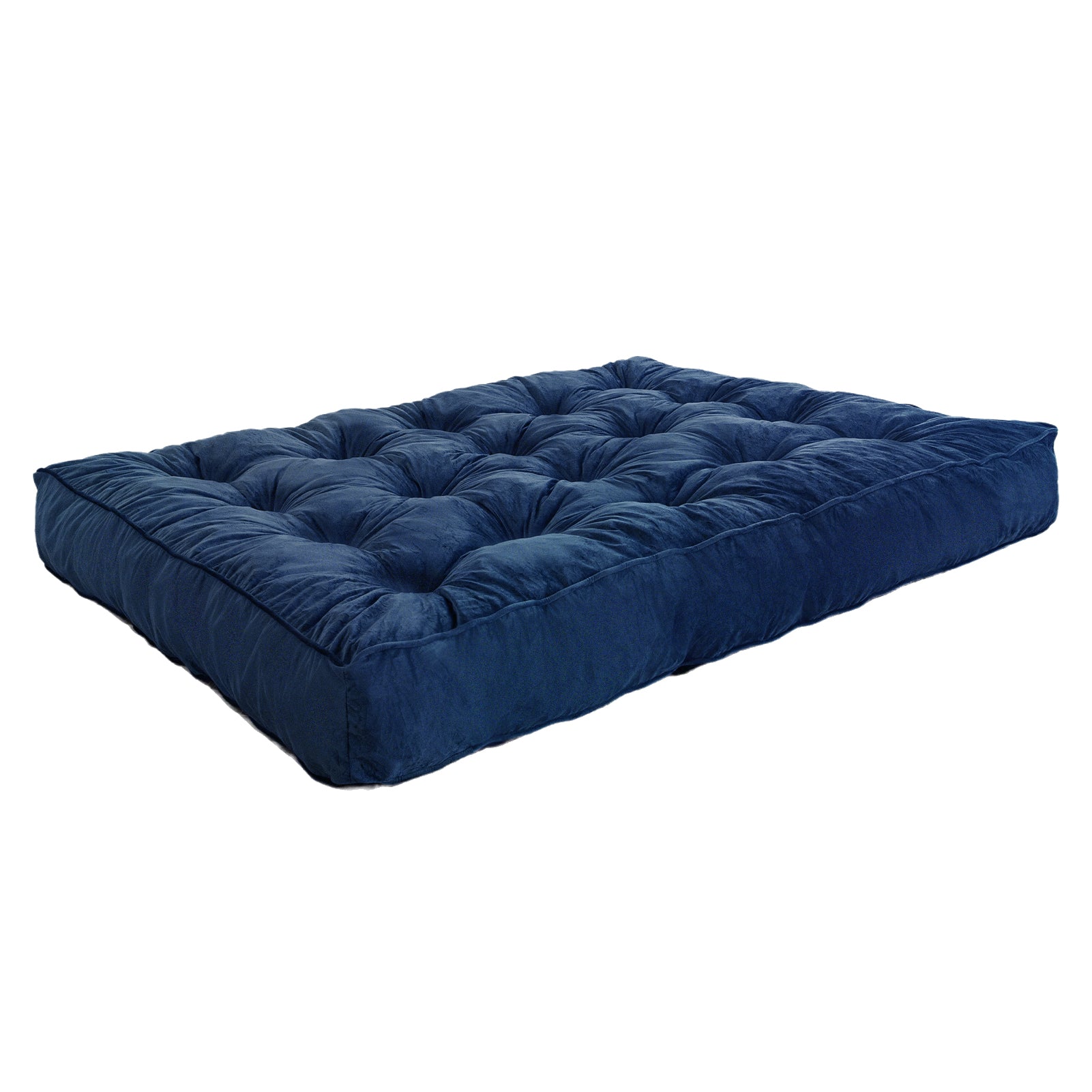 MAXYOYO 8-Inch Thick Velvet Tufted Futon Mattress for Sofa Bed - Navy Blue Comfortable Foldable Couch Bed Replacement for Adults (Mattress Only) - Perfect for Small Spaces, Guest Rooms & Dorm Rooms