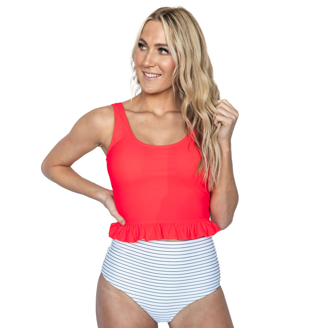 Criss Cross Back Tankini Top for Women - Sexy Swimwear Bikini Top with Adjustable Straps - Perfect for Beach, Pool, and Summer Vacations