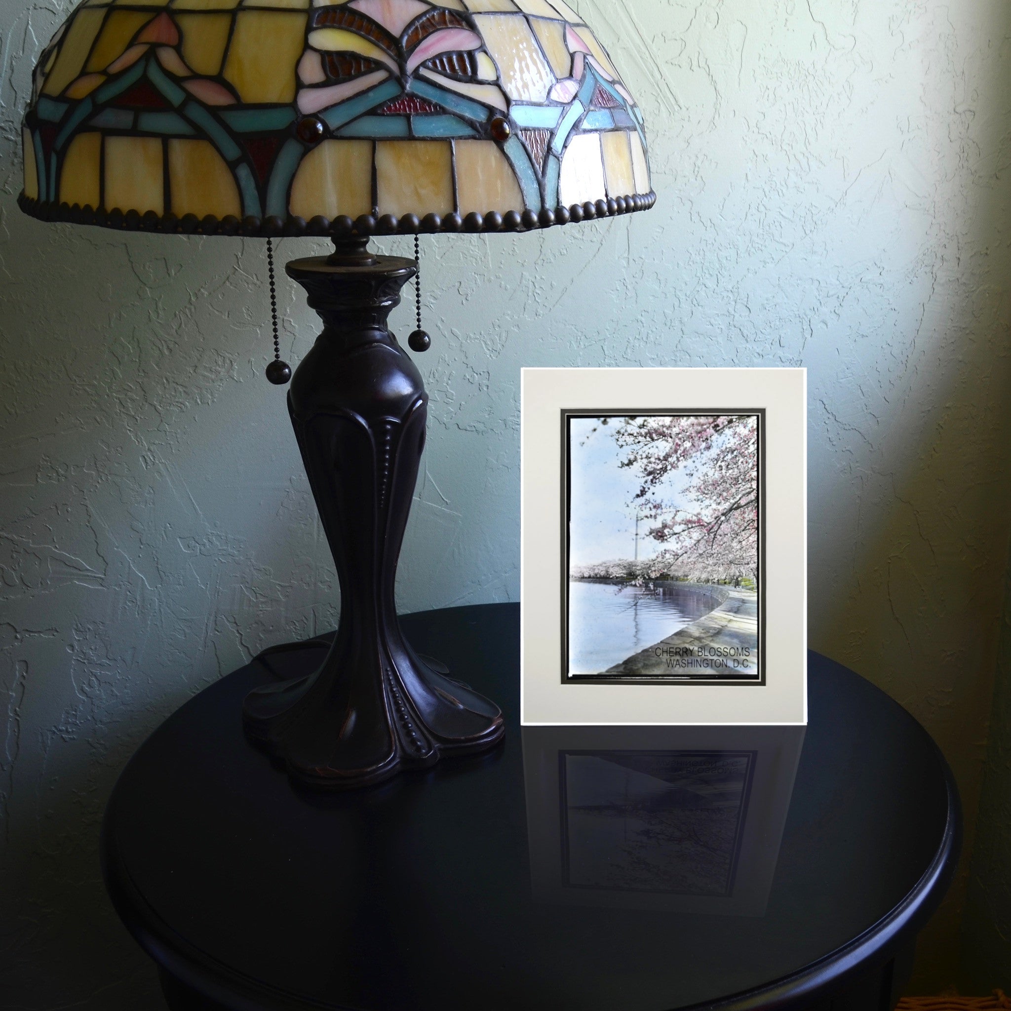 Cherry Blossoms at the Tidal Basin with Washington Monument Matted Print - Stunning Spring Wall Art for Home & Office Decor