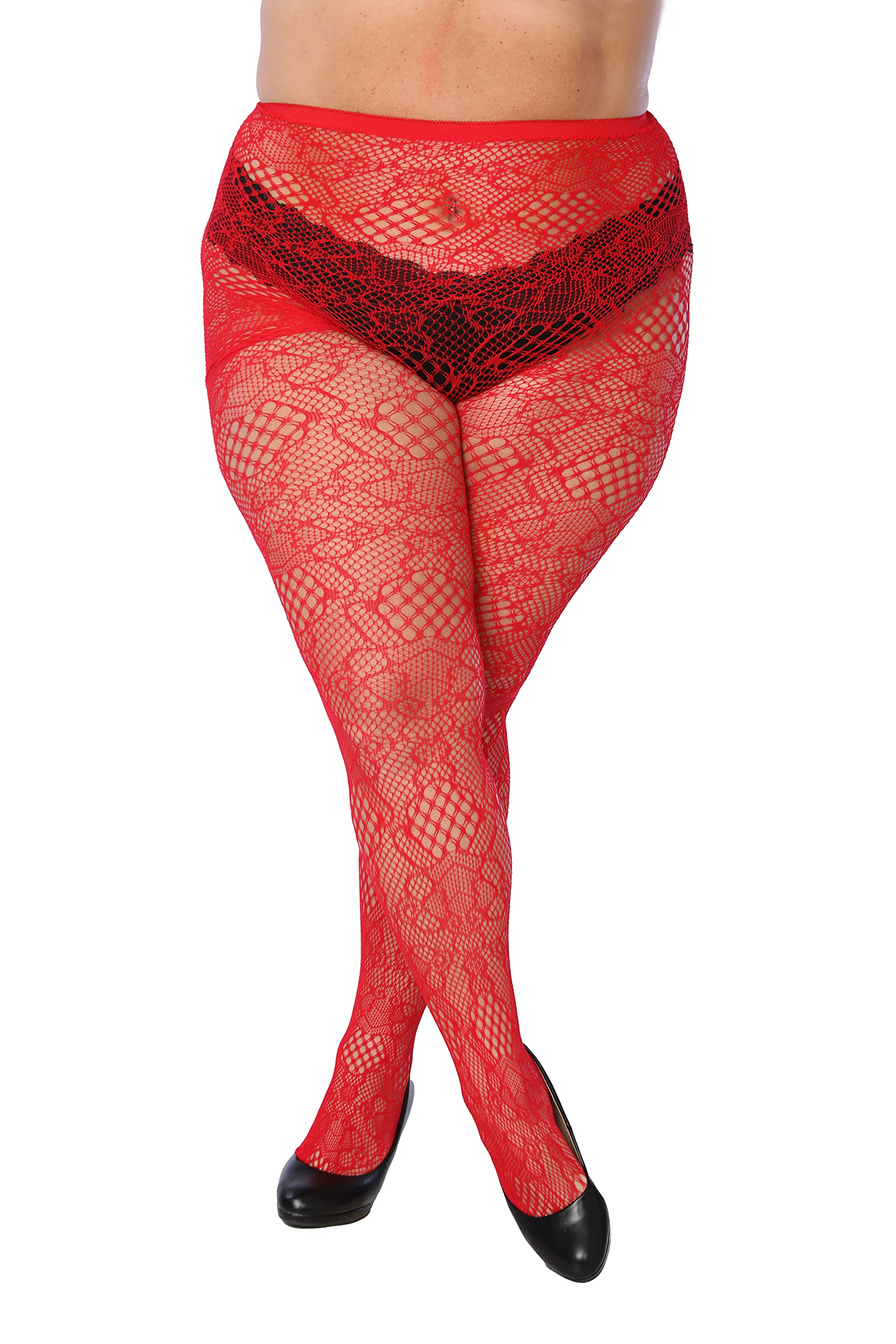 Frenchic Fishnet Women's Lace Stockings - Sexy Sheer Pantyhose for Regular & Plus Sizes (6-Pack) | Perfect for Halloween Costumes, Burlesque Shows & Date Night Outfits