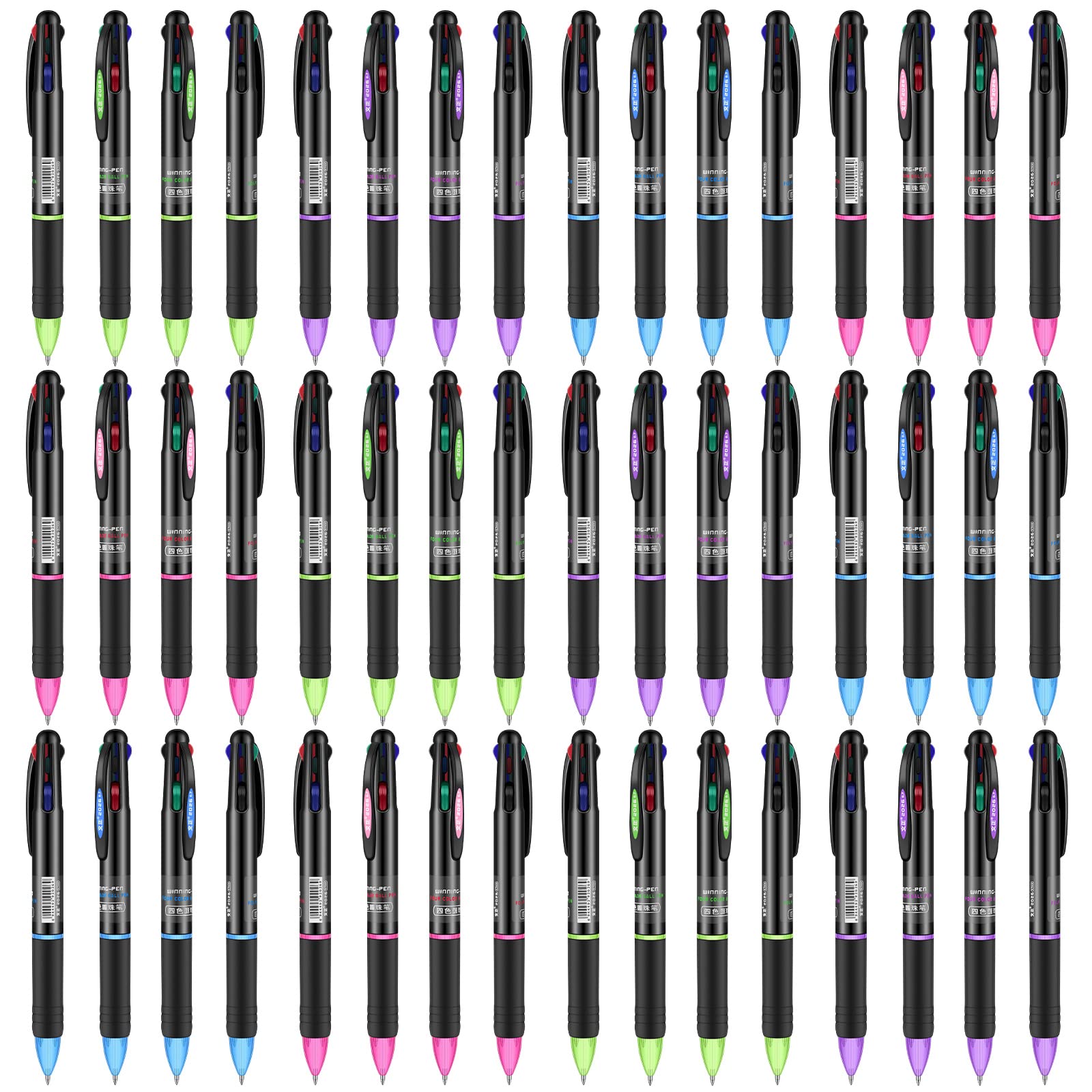 4 in 1 Multicolor Ballpoint Pen Set - 0.7mm Retractable Gel Ink Pens with 4 Colors (48 Pack) - Smooth Writing Office & School Supplies for Nurses, Students, Teachers - Perfect for Note Taking, Journaling, Gift Giving