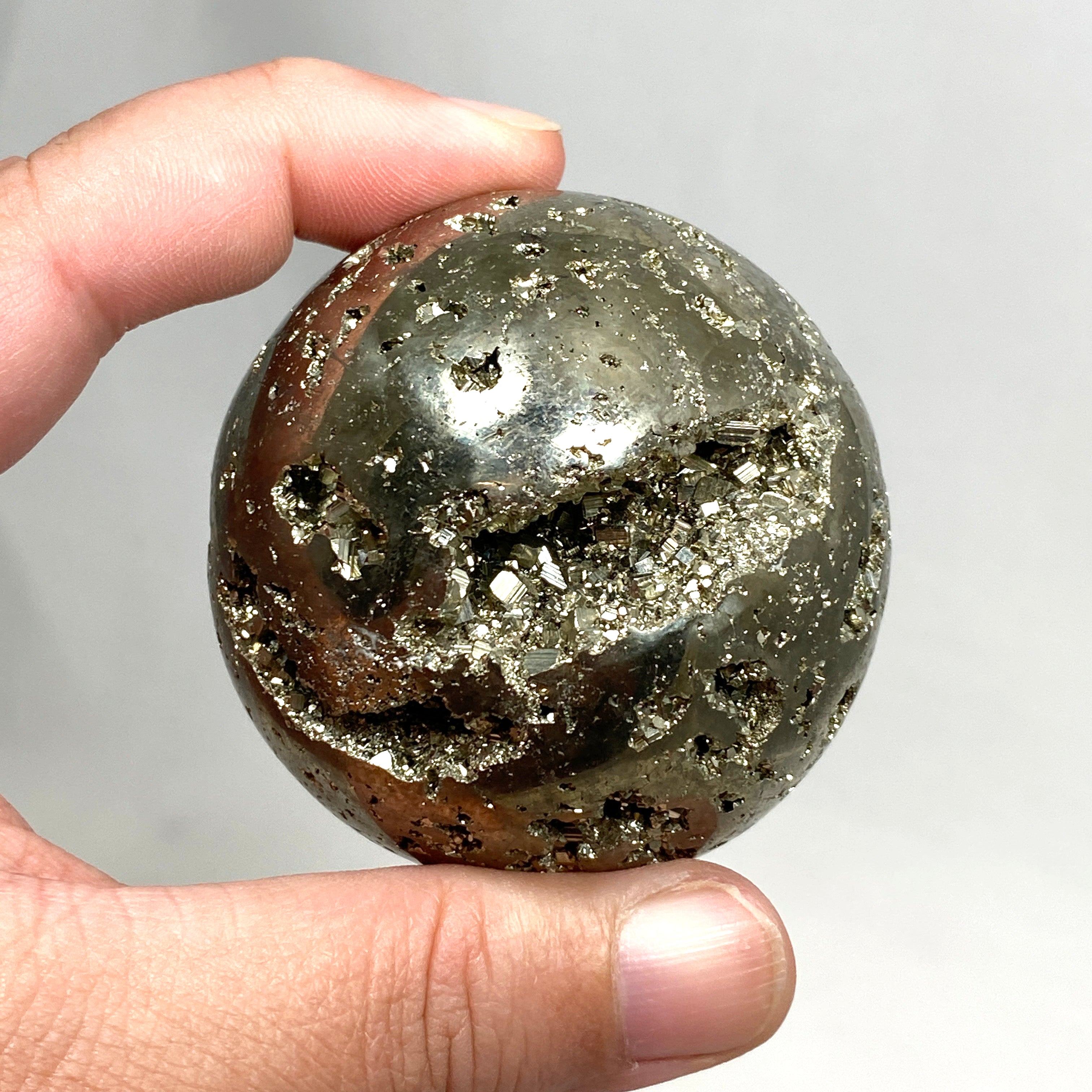 Natural Pyrite Sphere - 3 Inch Healing Crystal for Meditation, Feng Shui & Home Decor | Perfect for Energy Balancing & Spiritual Growth