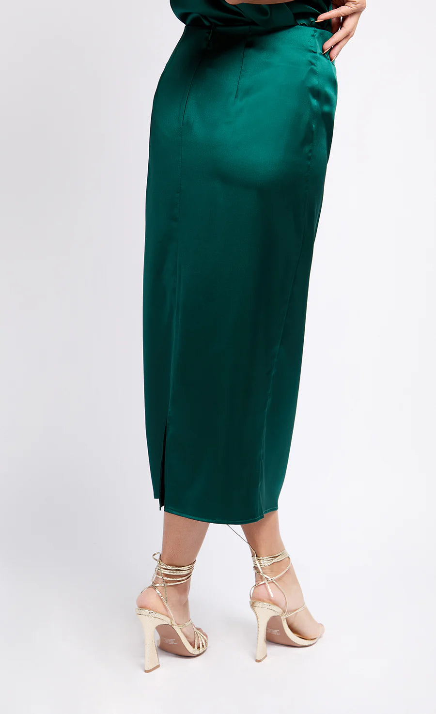 Aubrey Satin Drape Skirt for Women - Elegant Green Midi Skirt with Flowy Hem | Perfect for Parties, Weddings & Office Wear