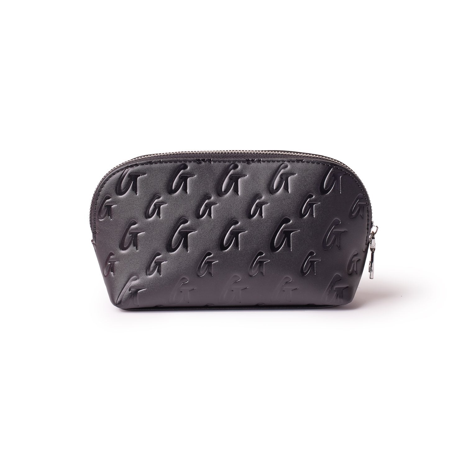 Luxury Monogram Cosmetic Pouch - Black Leather Makeup Bag for Women | Travel Organizer & Everyday Essentials Case | Perfect for Travel, Gym & Daily Use