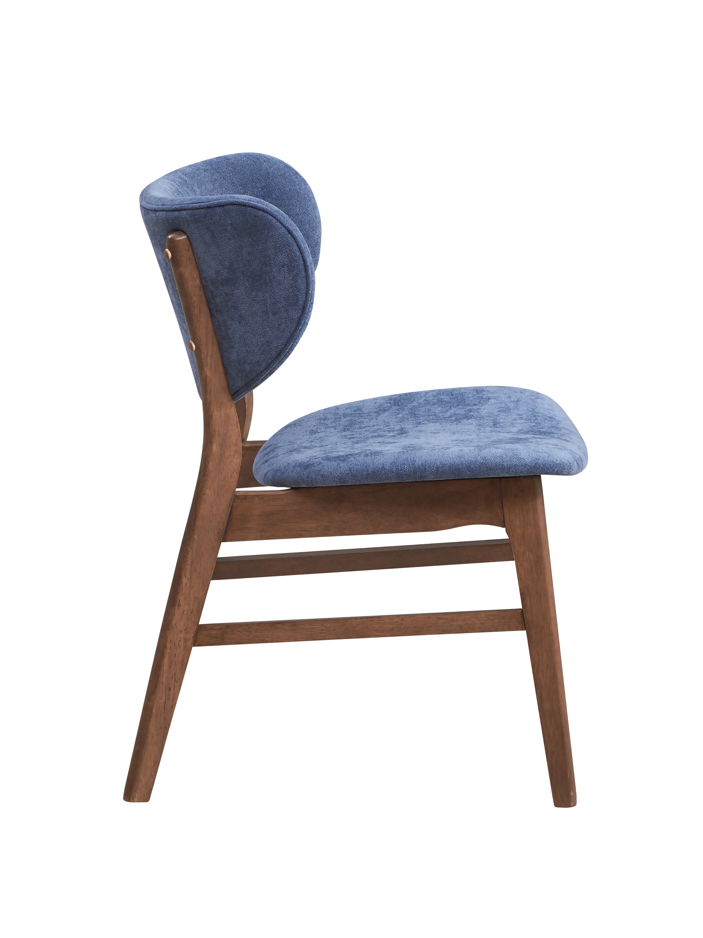 Blue and Walnut Padded Side Chairs (Set of 2) - Comfortable Dining Chairs for Kitchen, Living Room, or Office - Modern Upholstered Accent Chairs with Wooden Legs