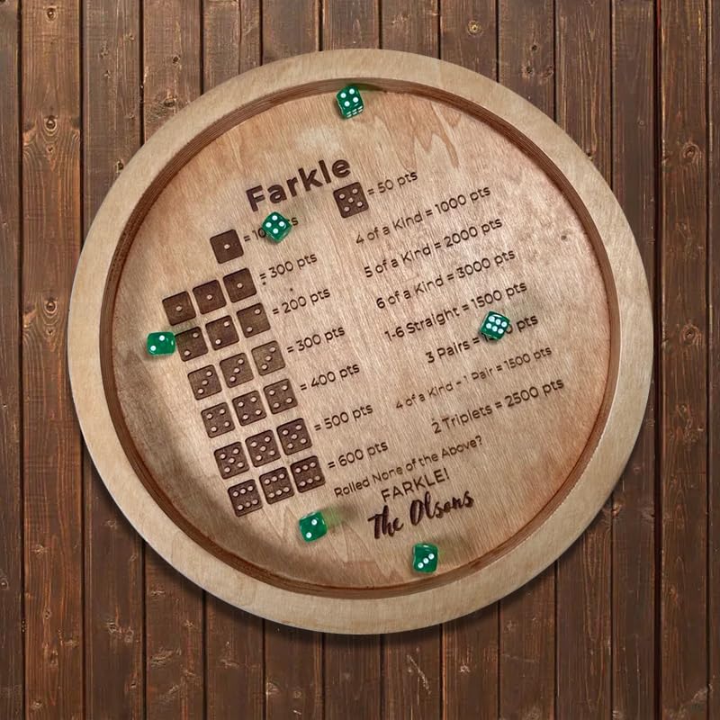 Personalized Wooden Dice Tray Set - 12 Dice for Farkle, Board Games & Family Party Gifts