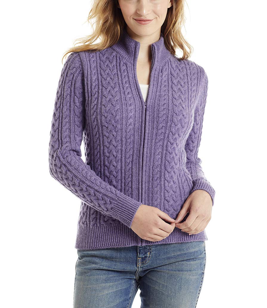Luxury 100% Cashmere Women's Cable Knit Cardigan Sweater - Soft & Warm Winter Pullover for Women | Perfect for Office, Date Night & Casual Outfits