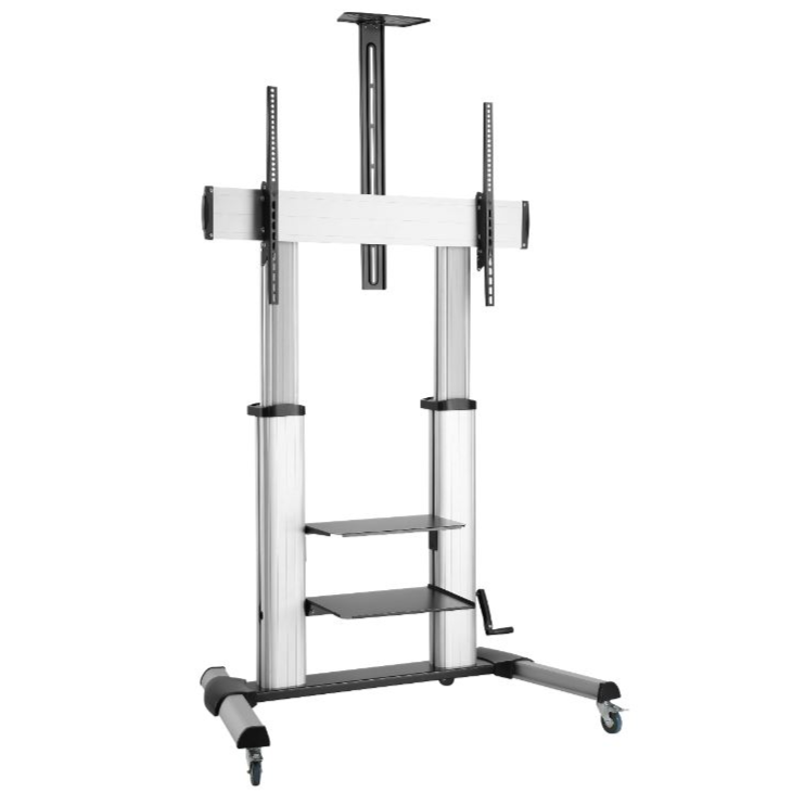 SGB129 Portable TV Stand with Easy Installation - Adjustable Rolling TV Cart for Living Room, Bedroom, or Dorm - Perfect for Flat Screen TVs Up to 65 Inches