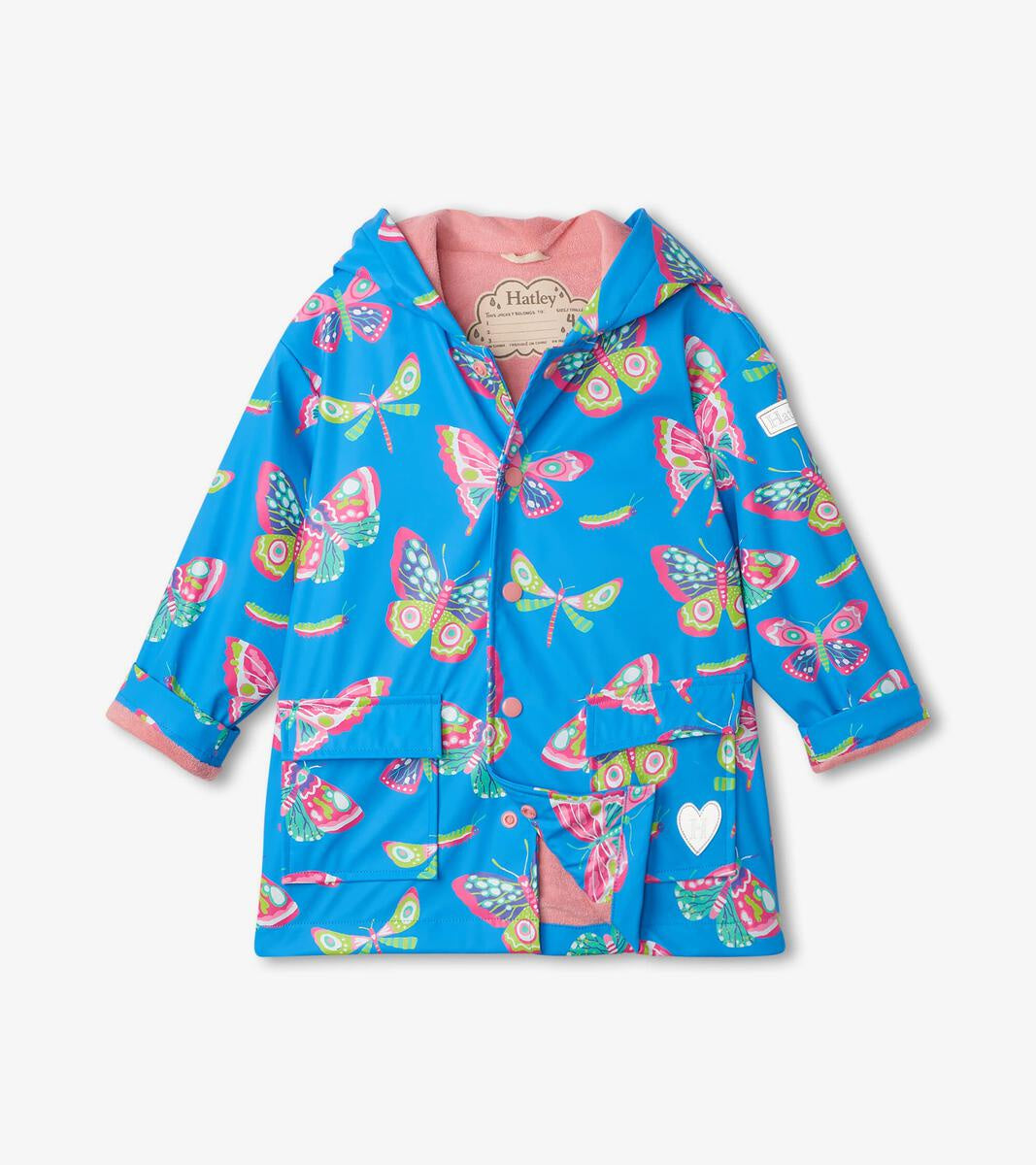 Hatley Women's Waterproof Raincoat with Botanical Butterfly Print - Lightweight & Stylish Rain Jacket for Outdoor Activities, Gardening, and Daily Commute